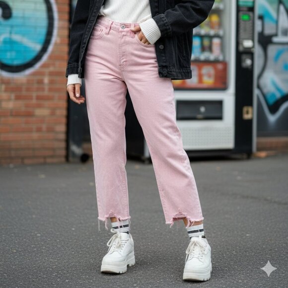 wild fable Denim - ⭐Wild Fable Women's Jeans Pants Pink Straight High Rise Cotton Blend Size 4⭐